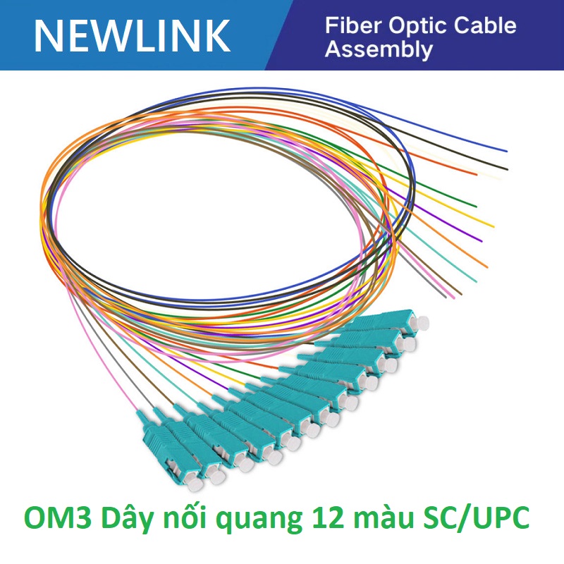 Dây nối quang 12 màu bó mềm SC/UPC Simplex 50/125 Multi-mode OM3 Newlink